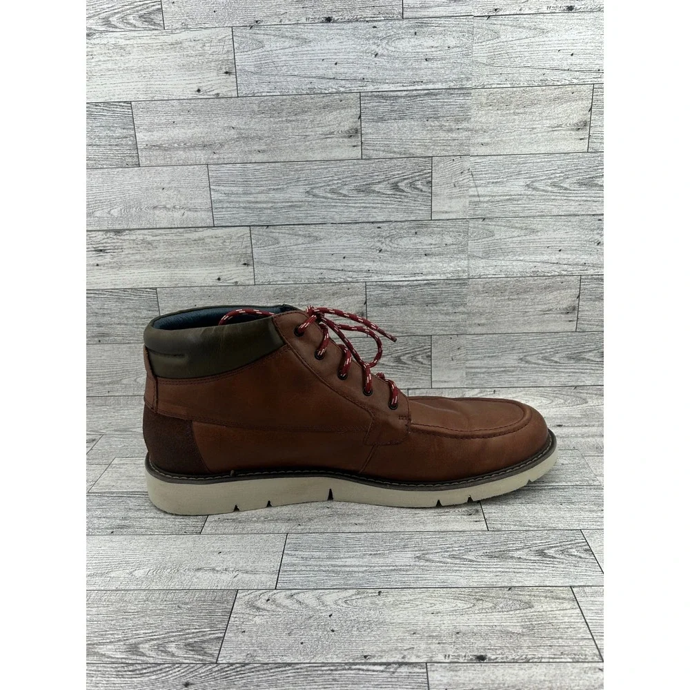 Pikolinos Men Brown Leather Moc Toe Chukka Boots Size EU 46 US 12 Lace Up Spain